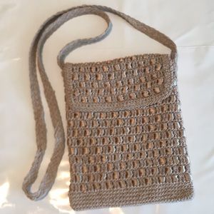 Natural/Cream/Tan Macrame Ribbon Woven Casual Boho/Crossbody Bag